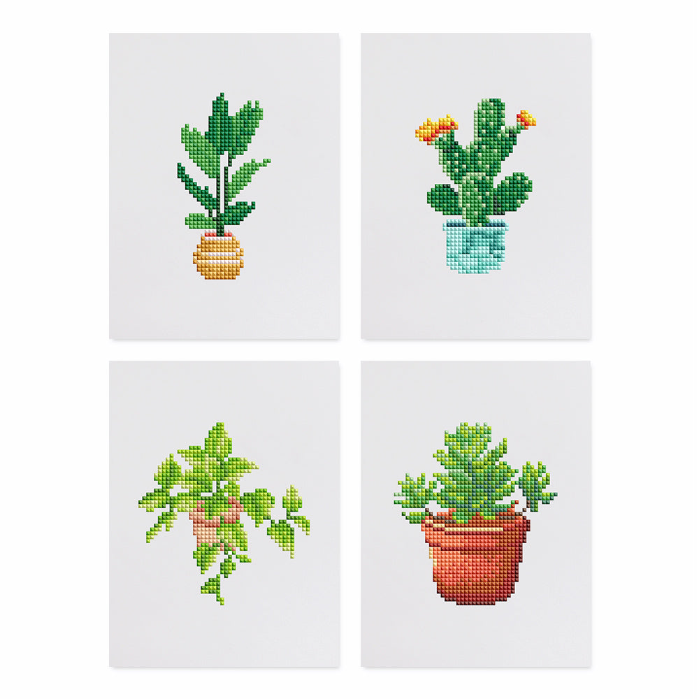 Mini Diamond Painting 15x20cm (4 pezzi) - Gioielli del Giardino: Mini Succulente