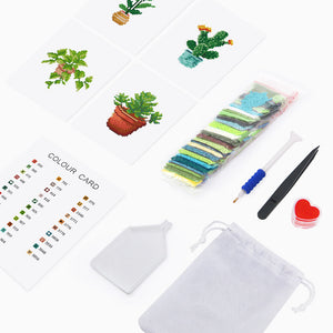 Mini Set Diamond Painting 15x20cm (4 pezzi) - Gioielli del Giardino: Mini Succulente