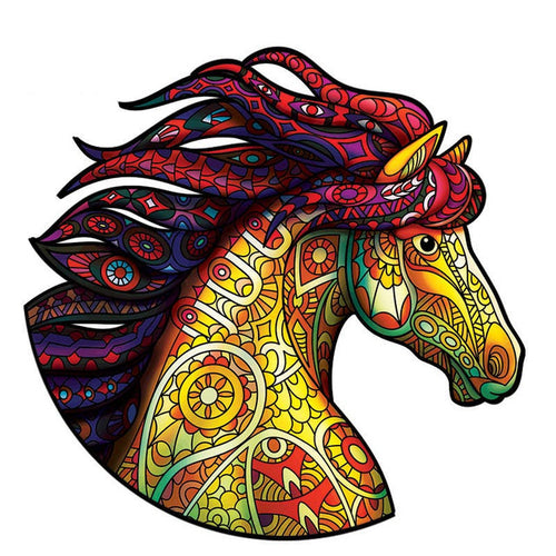 Puzzle 2D in legno - Cavallo Mandala