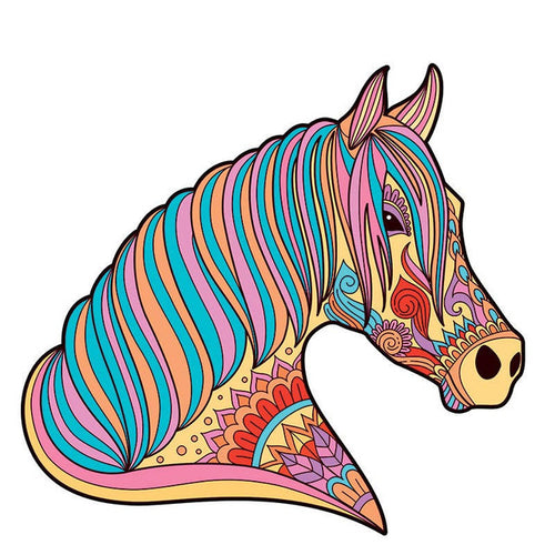 Puzzle 2D in legno - Cavallo pastello