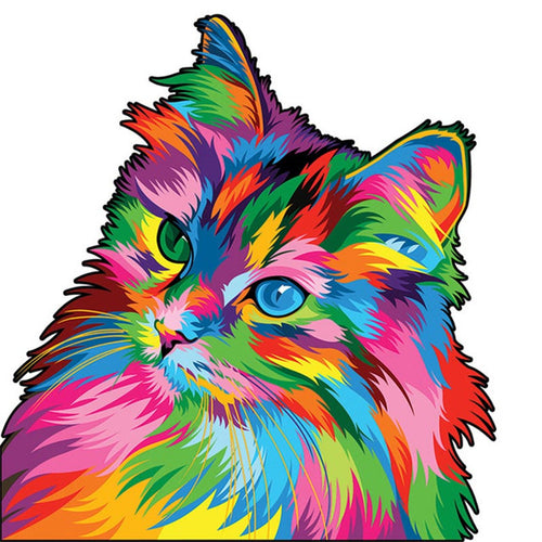 Puzzle 2D in legno - Gattino Colorato