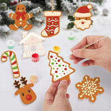 Carica l&#39;immagine nel visualizzatore di Gallery, Decorazioni Natalizie da Dipingere con i Numeri - Kit Biscotti di Pan di Zenzero per le Feste