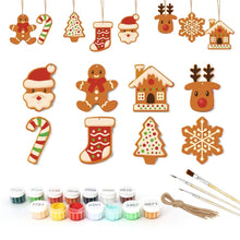 Carica l&#39;immagine nel visualizzatore di Gallery, Decorazioni Natalizie da Dipingere con i Numeri - Kit Biscotti di Pan di Zenzero per le Feste