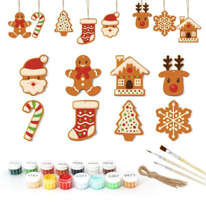 Decorazioni Natalizie da Dipingere con i Numeri - Kit Biscotti di Pan di Zenzero per le Feste