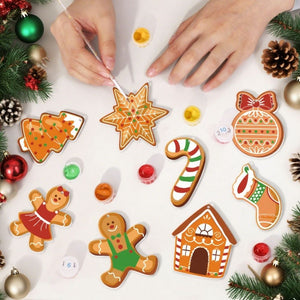 Decorazioni Natalizie da Dipingere con i Numeri - Kit Bastoncini di Zucchero e Pan di Zenzero