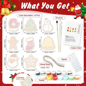Decorazioni Natalizie da Dipingere con i Numeri - Kit Calza della Befana e Babbo Natale