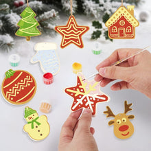 Carica l&#39;immagine nel visualizzatore di Gallery, Decorazioni Natalizie da Dipingere con i Numeri - Kit Stella Casa Renna Albero