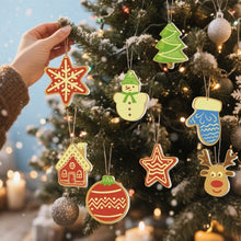 Carica l&#39;immagine nel visualizzatore di Gallery, Decorazioni Natalizie da Dipingere con i Numeri - Kit Stella Casa Renna Albero