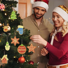 Carica l&#39;immagine nel visualizzatore di Gallery, Decorazioni Natalizie da Dipingere con i Numeri - Kit Stella Casa Renna Albero