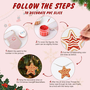 Decorazioni Natalizie da Dipingere con i Numeri - Kit Stella Casa Renna Albero