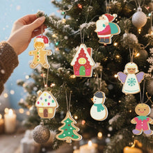 Carica l&#39;immagine nel visualizzatore di Gallery, Decorazioni Natalizie da Dipingere con i Numeri - Kit Babbo Natale Pupazzo di Neve