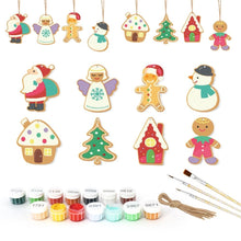 Carica l&#39;immagine nel visualizzatore di Gallery, Decorazioni Natalizie da Dipingere con i Numeri - Kit Babbo Natale Pupazzo di Neve