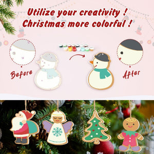 Decorazioni Natalizie da Dipingere con i Numeri - Kit Babbo Natale Pupazzo di Neve