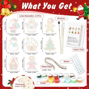 Decorazioni Natalizie da Dipingere con i Numeri - Kit Babbo Natale Pupazzo di Neve