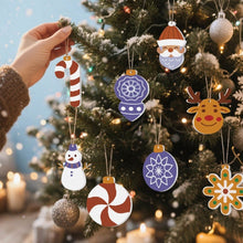 Carica l&#39;immagine nel visualizzatore di Gallery, Decorazioni Natalizie da Dipingere con i Numeri - Kit Fiocchi di Neve Palline
