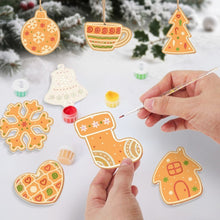 Carica l&#39;immagine nel visualizzatore di Gallery, Decorazioni Natalizie da Dipingere con i Numeri - Kit Campana Calza Fiocco di Neve