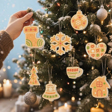Carica l&#39;immagine nel visualizzatore di Gallery, Decorazioni Natalizie da Dipingere con i Numeri - Kit Campana Calza Fiocco di Neve