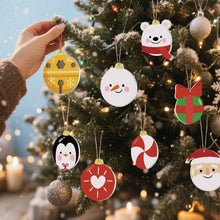 Carica l&#39;immagine nel visualizzatore di Gallery, Decorazioni Natalizie da Dipingere con i Numeri - Kit Orso Polare Pinguino Babbo Natale