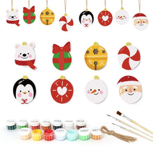 Carica l&#39;immagine nel visualizzatore di Gallery, Decorazioni Natalizie da Dipingere con i Numeri - Kit Orso Polare Pinguino Babbo Natale