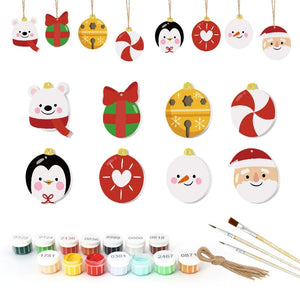 Decorazioni Natalizie da Dipingere con i Numeri - Kit Orso Polare Pinguino Babbo Natale