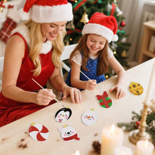 Carica l&#39;immagine nel visualizzatore di Gallery, Decorazioni Natalizie da Dipingere con i Numeri - Kit Orso Polare Pinguino Babbo Natale