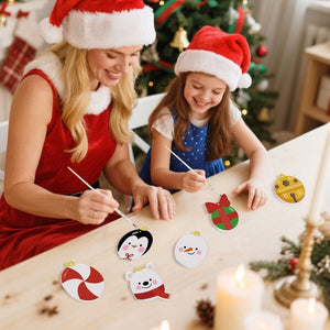 Decorazioni Natalizie da Dipingere con i Numeri - Kit Orso Polare Pinguino Babbo Natale