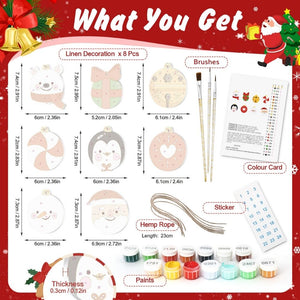 Decorazioni Natalizie da Dipingere con i Numeri - Kit Orso Polare Pinguino Babbo Natale