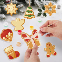 Carica l&#39;immagine nel visualizzatore di Gallery, Decorazioni Natalizie da Dipingere con i Numeri - Kit Stella Albero Regalo Pan di Zenzero