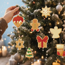 Carica l&#39;immagine nel visualizzatore di Gallery, Decorazioni Natalizie da Dipingere con i Numeri - Kit Stella Albero Regalo Pan di Zenzero
