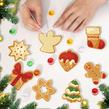 Carica l&#39;immagine nel visualizzatore di Gallery, Decorazioni Natalizie da Dipingere con i Numeri - Kit Stella Albero Regalo Pan di Zenzero
