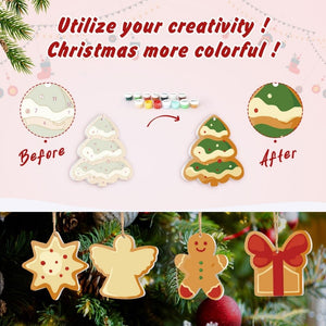 Decorazioni Natalizie da Dipingere con i Numeri - Kit Stella Albero Regalo Pan di Zenzero
