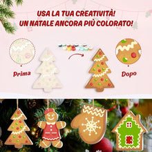 Carica l'immagine nel visualizzatore di Gallery, Decorazioni Natalizie da Dipingere con i Numeri - Kit Dolcetti di Pan di Zenzero &amp; Fiocchi di Neve