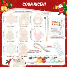 Carica l'immagine nel visualizzatore di Gallery, Decorazioni Natalizie da Dipingere con i Numeri - Kit Regali &amp; Allegria delle Feste