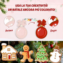 Carica l'immagine nel visualizzatore di Gallery, Decorazioni Natalizie da Dipingere con i Numeri - Kit Pupazzo di Neve &amp; Gioia di Pan di Zenzero