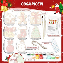 Carica l'immagine nel visualizzatore di Gallery, Decorazioni Natalizie da Dipingere con i Numeri - Kit Pupazzo di Neve &amp; Gioia di Pan di Zenzero