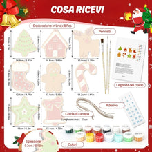 Carica l'immagine nel visualizzatore di Gallery, Decorazioni Natalizie da Dipingere con i Numeri - Kit Dolcetti alla Menta