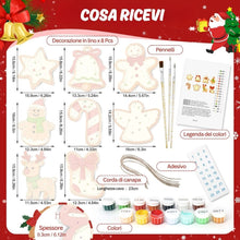 Carica l'immagine nel visualizzatore di Gallery, Decorazioni Natalizie da Dipingere con i Numeri - Kit Ali d'Angelo &amp; Stelle