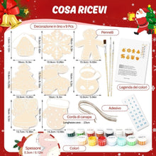 Carica l'immagine nel visualizzatore di Gallery, Decorazioni Natalizie da Dipingere con i Numeri - Kit Biscotti delle Feste
