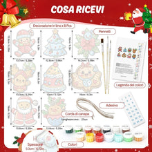 Carica l'immagine nel visualizzatore di Gallery, Decorazioni Natalizie da Dipingere con i Numeri - Kit Parata di Biscotti di Babbo Natale