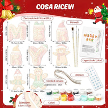 Carica l'immagine nel visualizzatore di Gallery, Decorazioni Natalizie da Dipingere con i Numeri - Kit Sogni di Pan di Zenzero