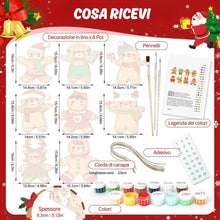 Carica l'immagine nel visualizzatore di Gallery, Decorazioni Natalizie da Dipingere con i Numeri - Kit Amici di Pan di Zenzero