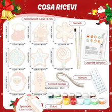 Carica l'immagine nel visualizzatore di Gallery, Decorazioni Natalizie da Dipingere con i Numeri - Kit Piccole Icone Natalizie 1