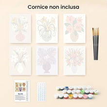 Carica l&#39;immagine nel visualizzatore di Gallery, Mini Set Dipingere con i numeri 15x20cm (6 pezzi) - Vasi Fioriti