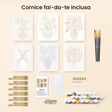 Carica l&#39;immagine nel visualizzatore di Gallery, Mini Set Dipingere con i numeri 15x20cm (6 pezzi) - Vasi Fioriti