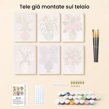 Carica l&#39;immagine nel visualizzatore di Gallery, Mini Set Dipingere con i numeri 15x20cm (6 pezzi) - Vasi Fioriti