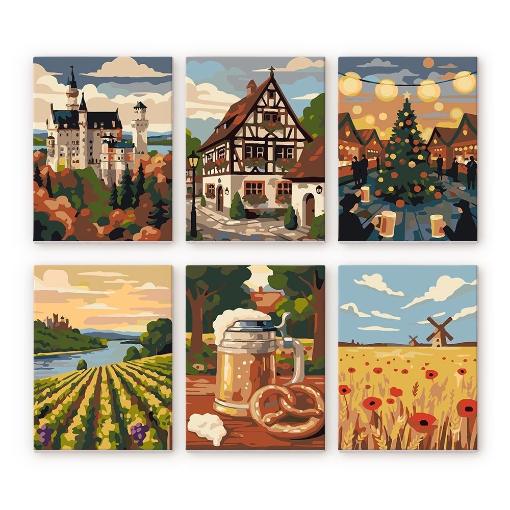 Mini Set Dipingere con i numeri 15x20cm (6 pezzi) - Hello Germany Figured'Art