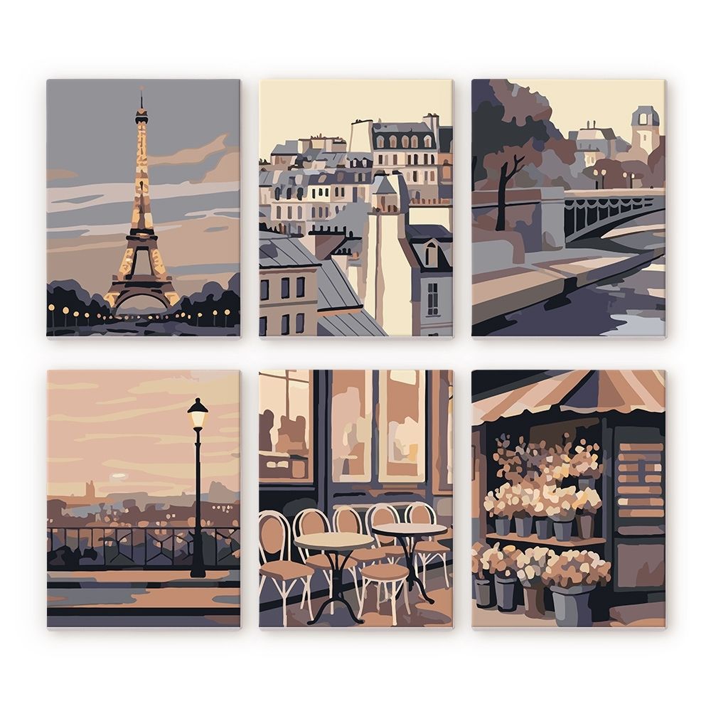 Mini Set Dipingere con i numeri 15x20cm (6 pezzi) - Fascino di Parigi Figured'Art