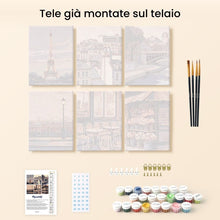 Carica l&#39;immagine nel visualizzatore di Gallery, Mini Set Dipingere con i numeri 15x20cm (6 pezzi) - Fascino di Parigi