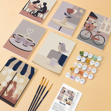 Carica l&#39;immagine nel visualizzatore di Gallery, Mini Set Dipingere con i numeri 15x20cm (6 pezzi) - Romantico Caffè