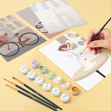 Carica l&#39;immagine nel visualizzatore di Gallery, Mini Set Dipingere con i numeri 15x20cm (6 pezzi) - Romantico Caffè